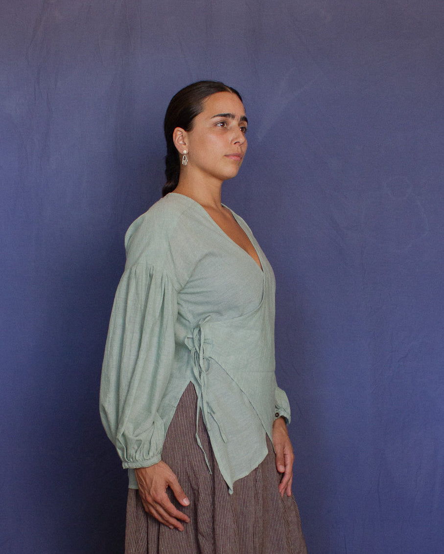 The Leni Blouse - Light Sage Leaf Blouse