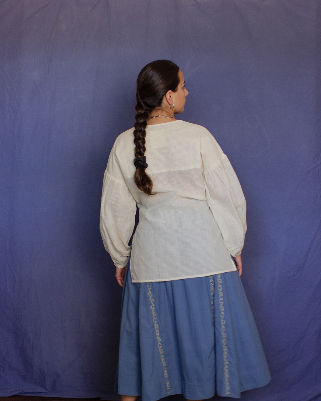 The Leni Blouse - Loom White Check Blouse