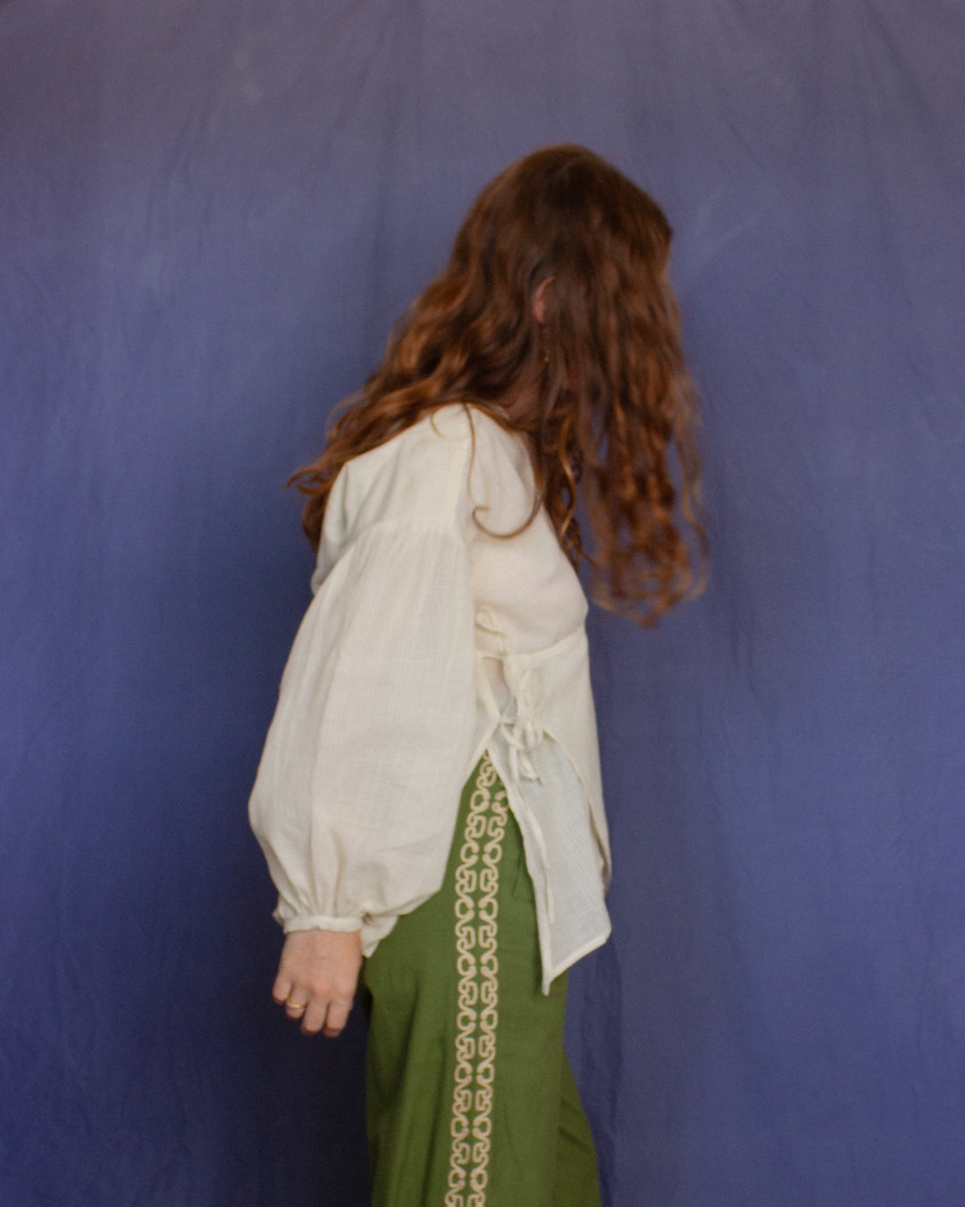 The Leni Blouse - Loom White Check Blouse