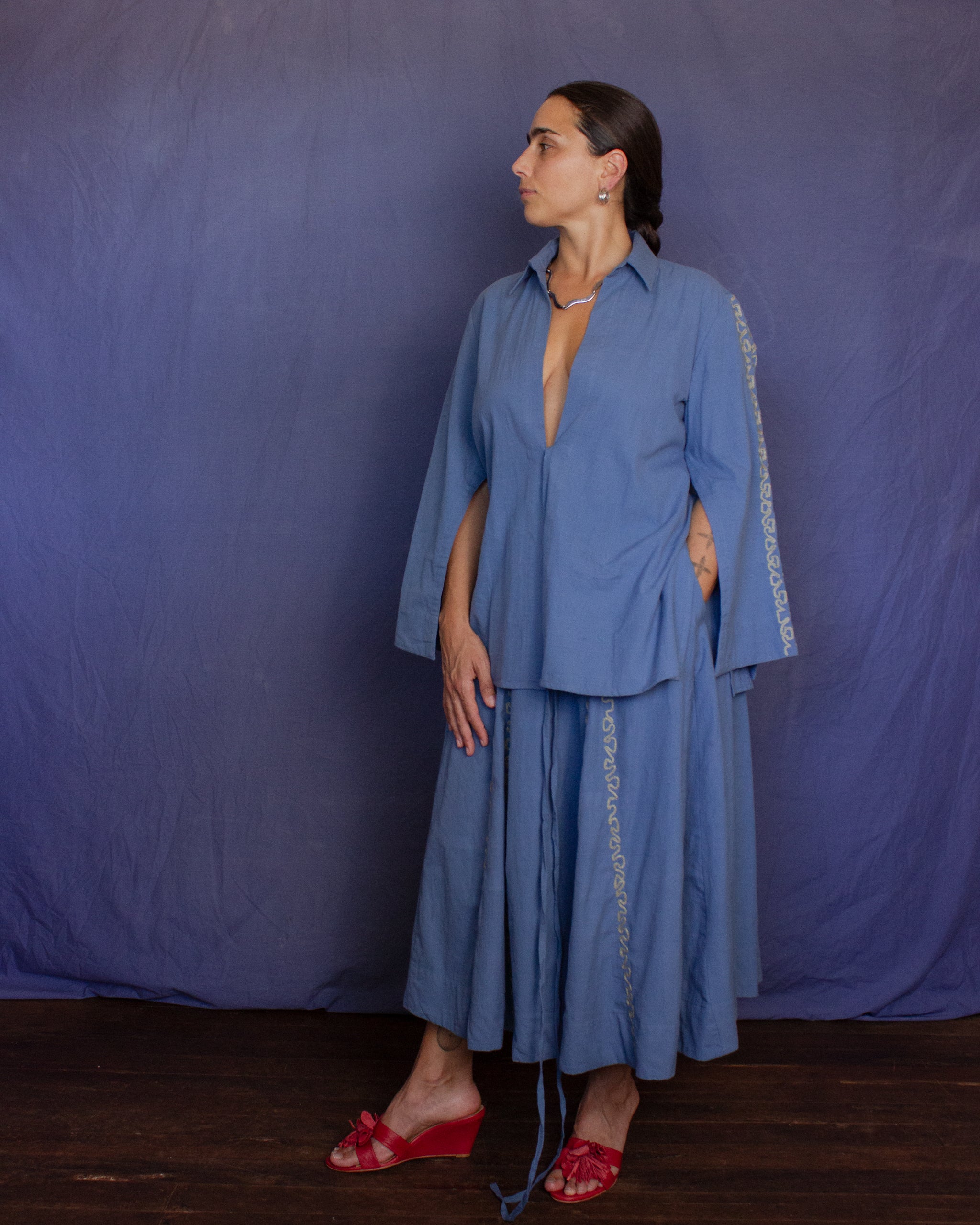 The Fuxi Shirt - Light Indigo Loom Shirt