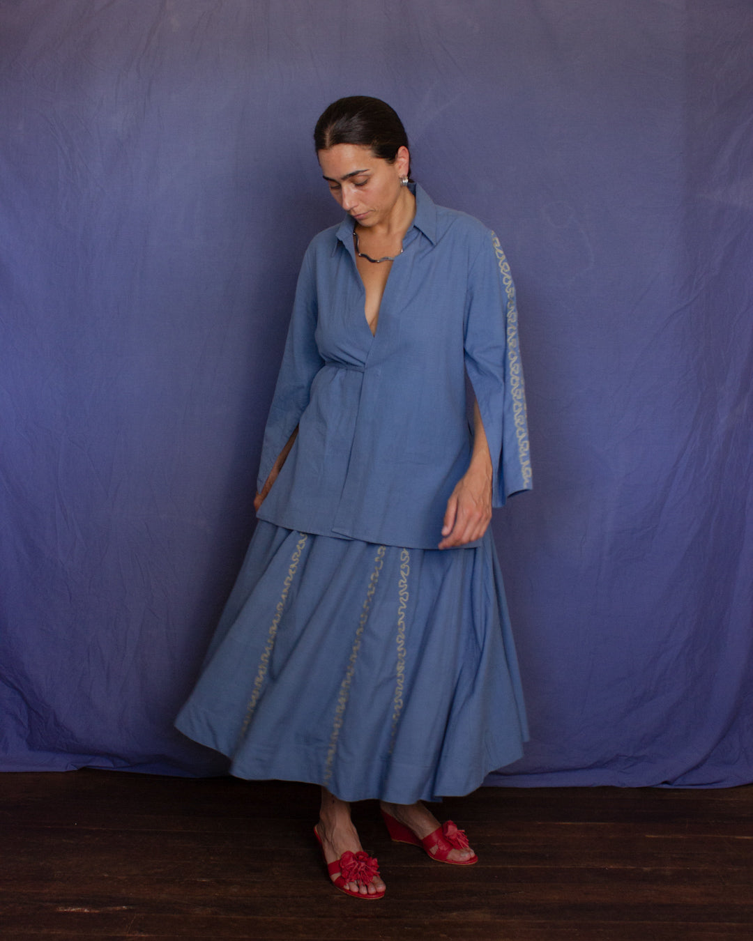 The Manisha Skirt - Light Indigo Loom