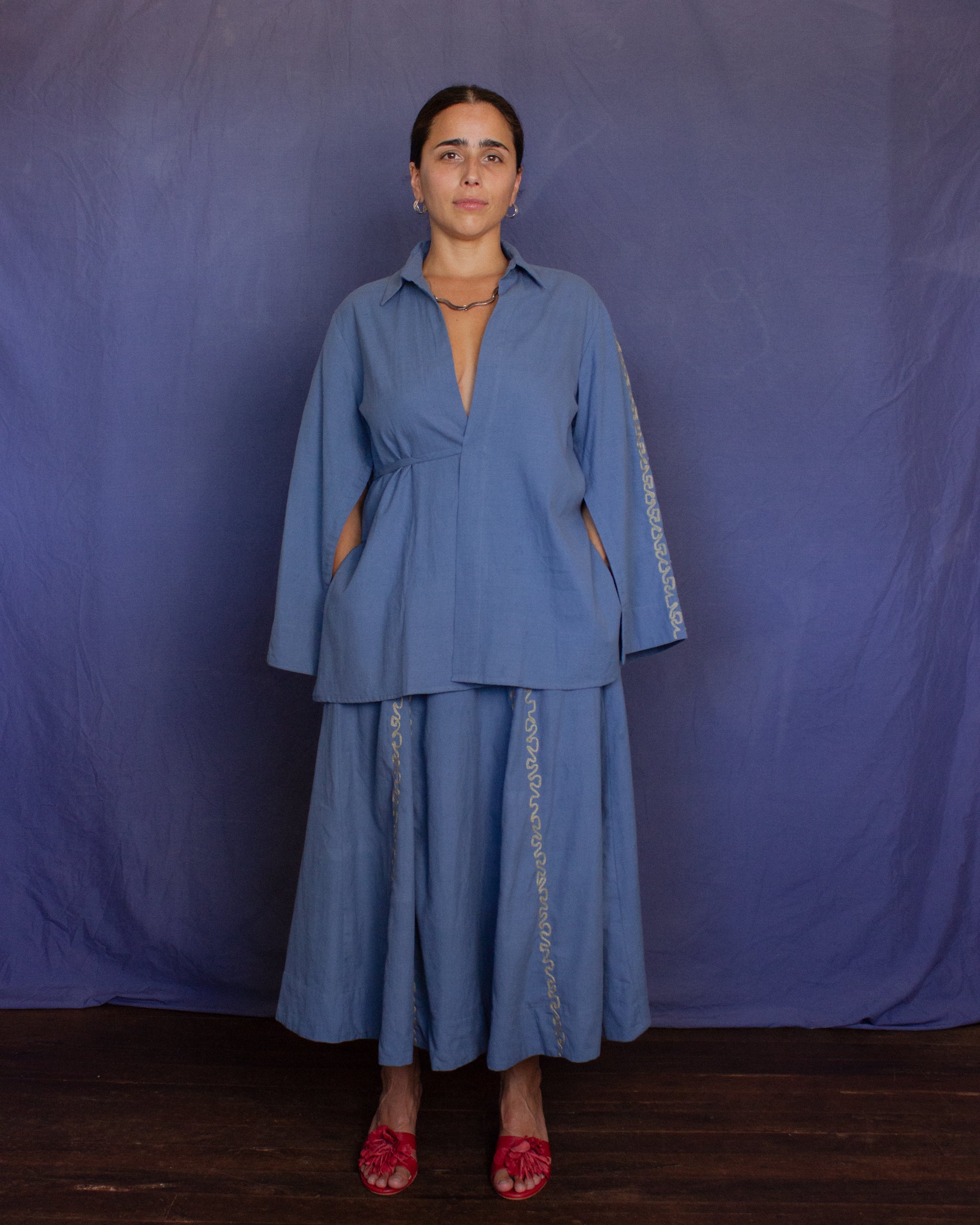 The Fuxi Shirt - Light Indigo Loom Shirt