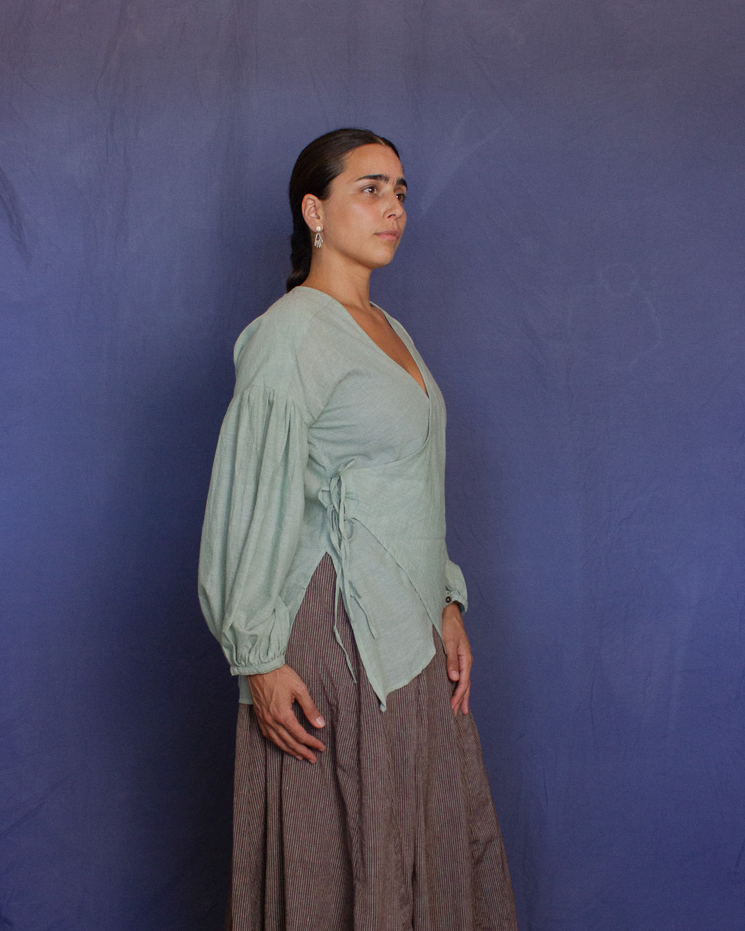 The Leni Blouse - Light Sage Leaf Blouse
