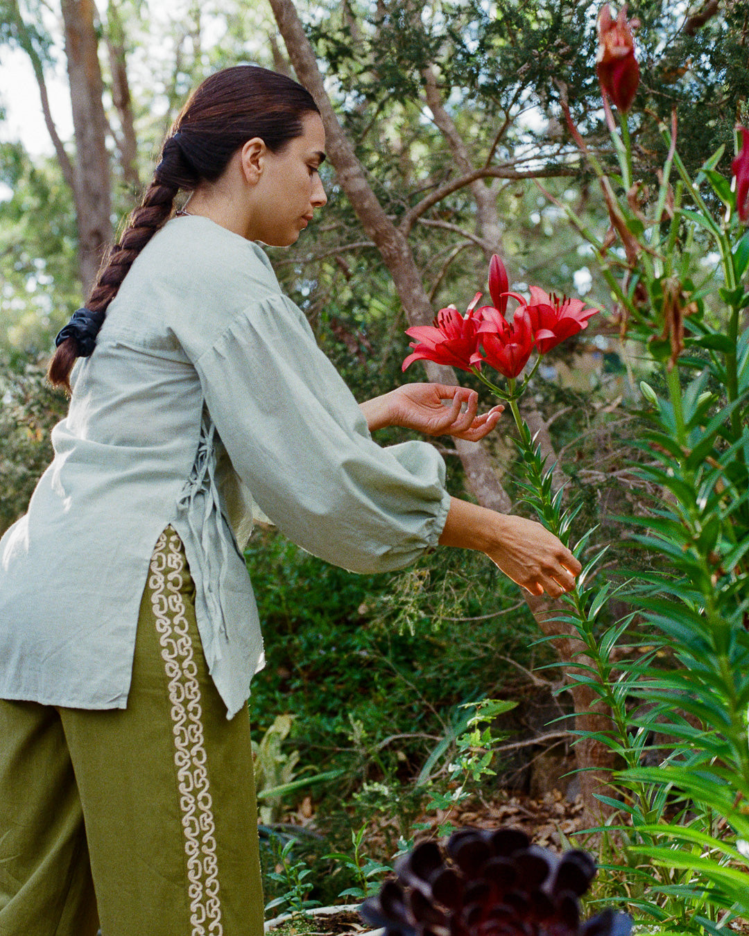 The Leni Blouse - Light Sage Leaf Blouse